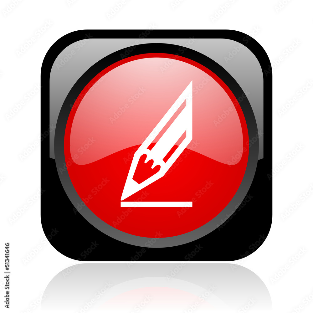 draw black and red square web glossy icon draw black and red square web glossy icon