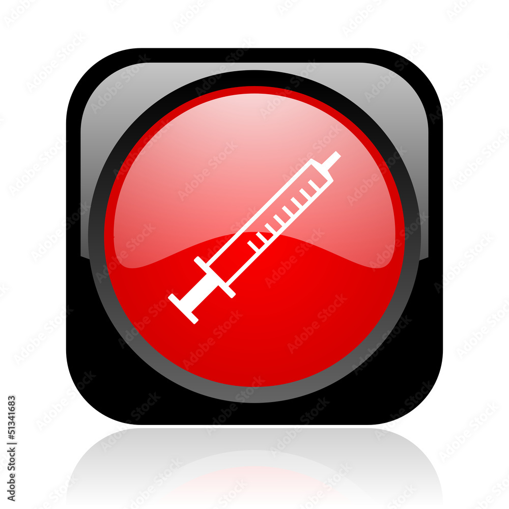 syringe black and red square web glossy icon syringe black and red square web glossy icon