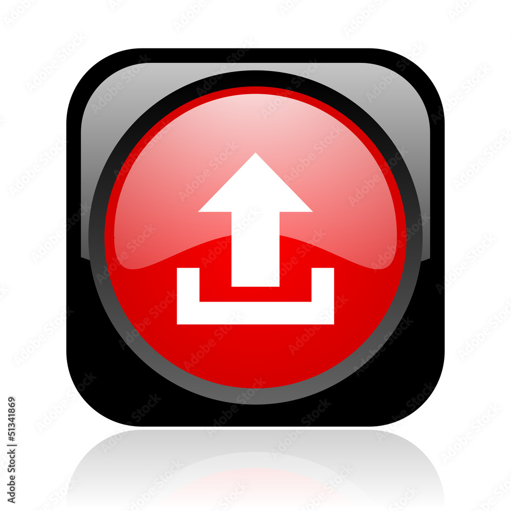 upload black and red square web glossy icon upload black and red square web glossy icon