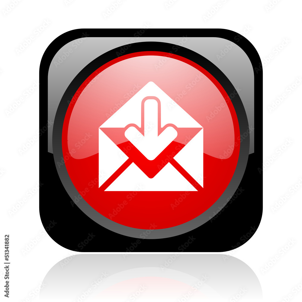 mail black and red square web glossy icon mail black and red square web glossy icon