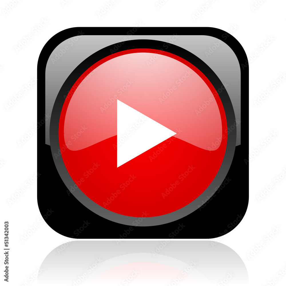play black and red square web glossy icon play black and red square web glossy icon