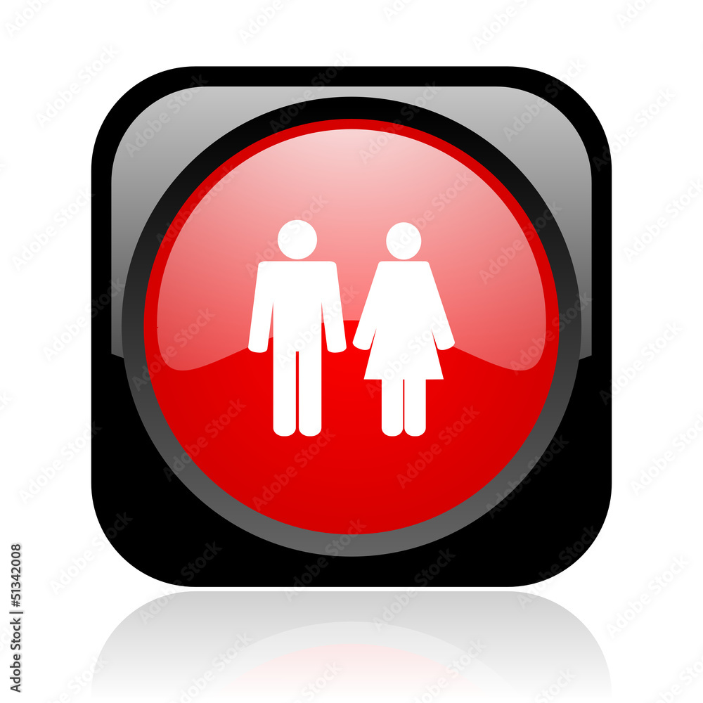 couple black and red square web glossy icon