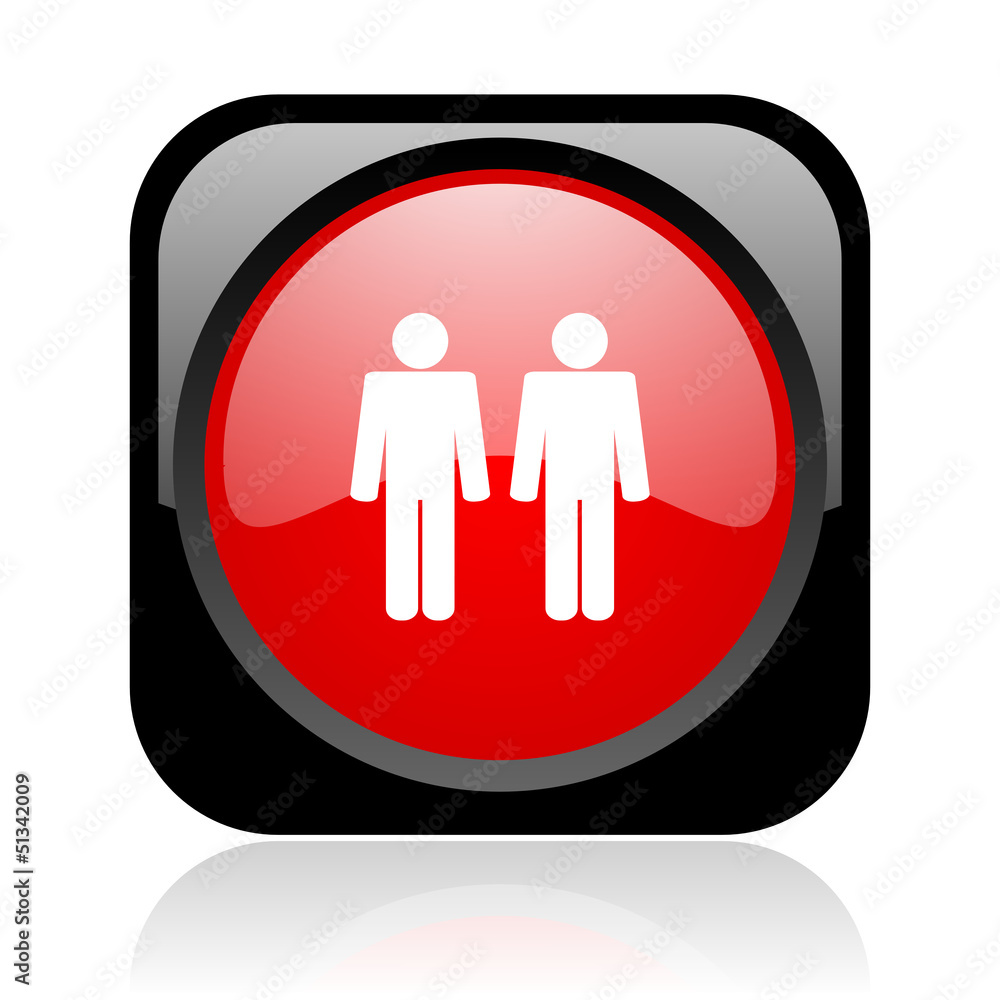 couple black and red square web glossy icon couple black and red square web glossy icon