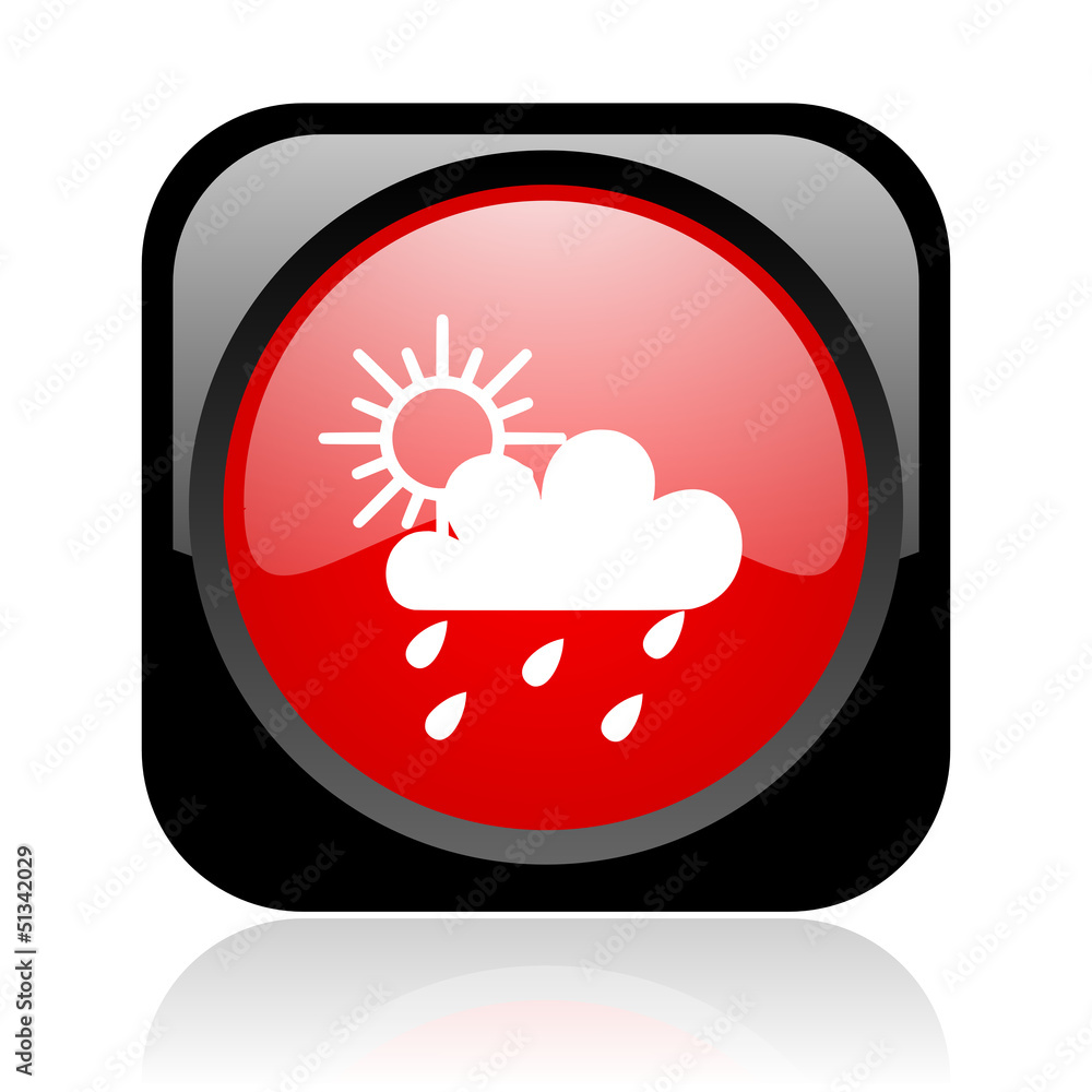 weather forecast black and red square web glossy icon weather forecast black and red square web glossy icon