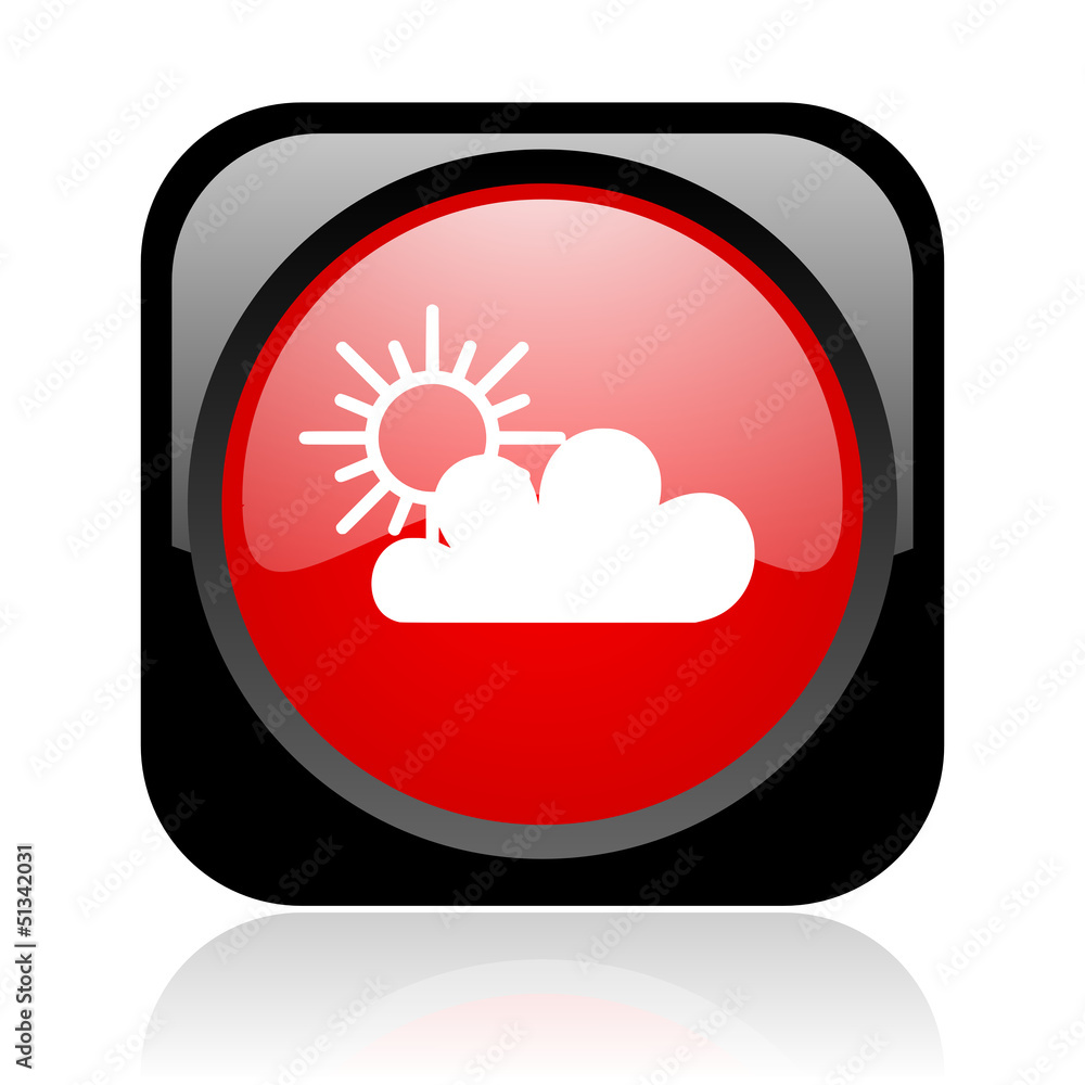 weather forecast black and red square web glossy icon