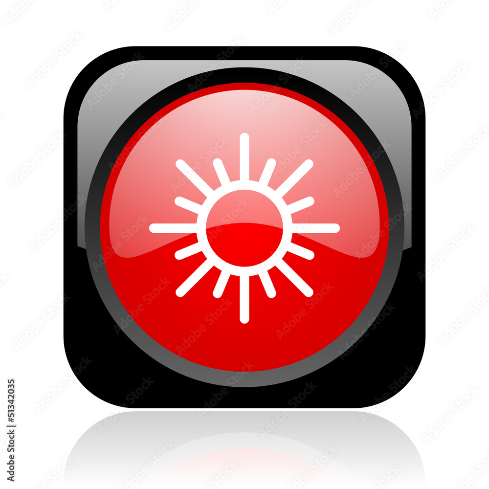 sun black and red square web glossy icon sun black and red square web glossy icon