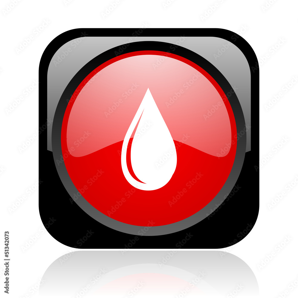 water drop black and red square web glossy icon water drop black and red square web glossy icon