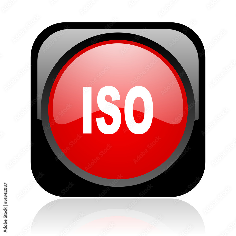 iso black and red square web glossy icon iso black and red square web glossy icon