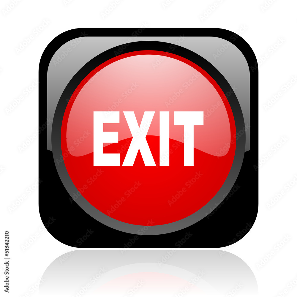 exit black and red square web glossy icon exit black and red square web glossy icon