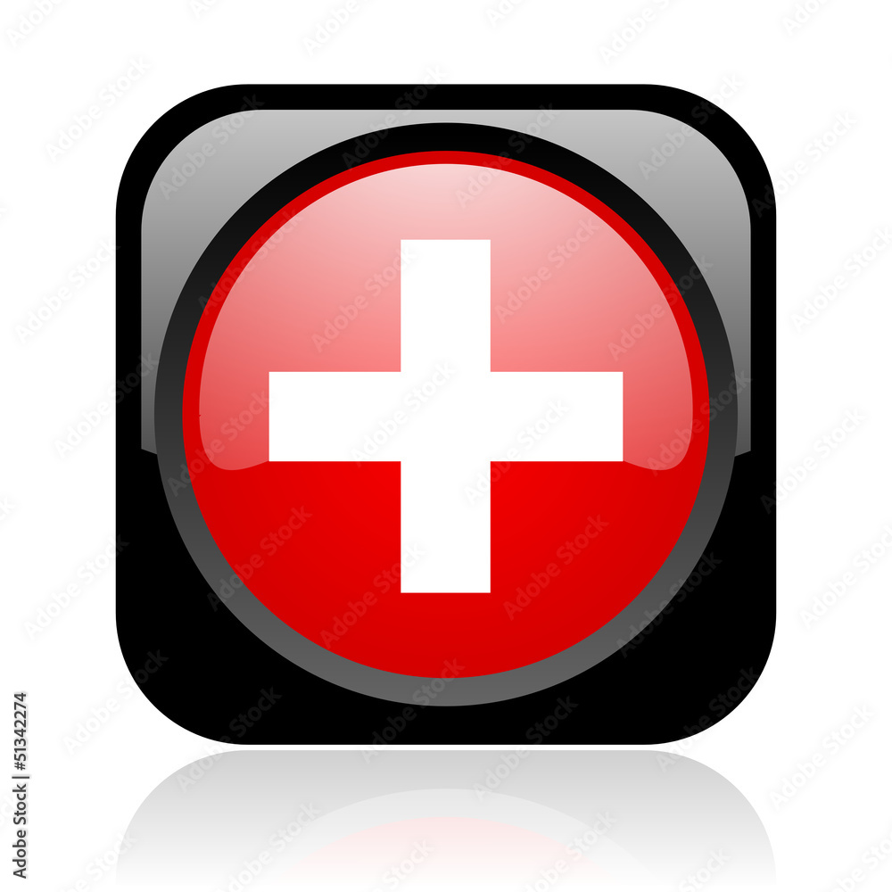 Obraz premium emergency black and red square web glossy icon
