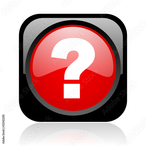 question mark black and red square web glossy icon