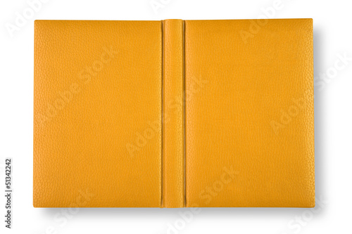 Yellow leather book cover with spin. photo