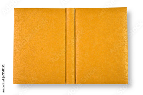 Yellow leather book cover with spin.