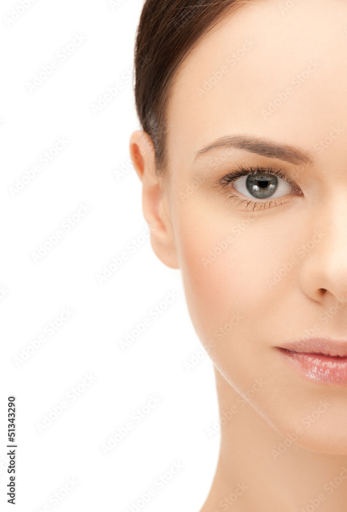 half face of beautiful woman half face of beautiful woman