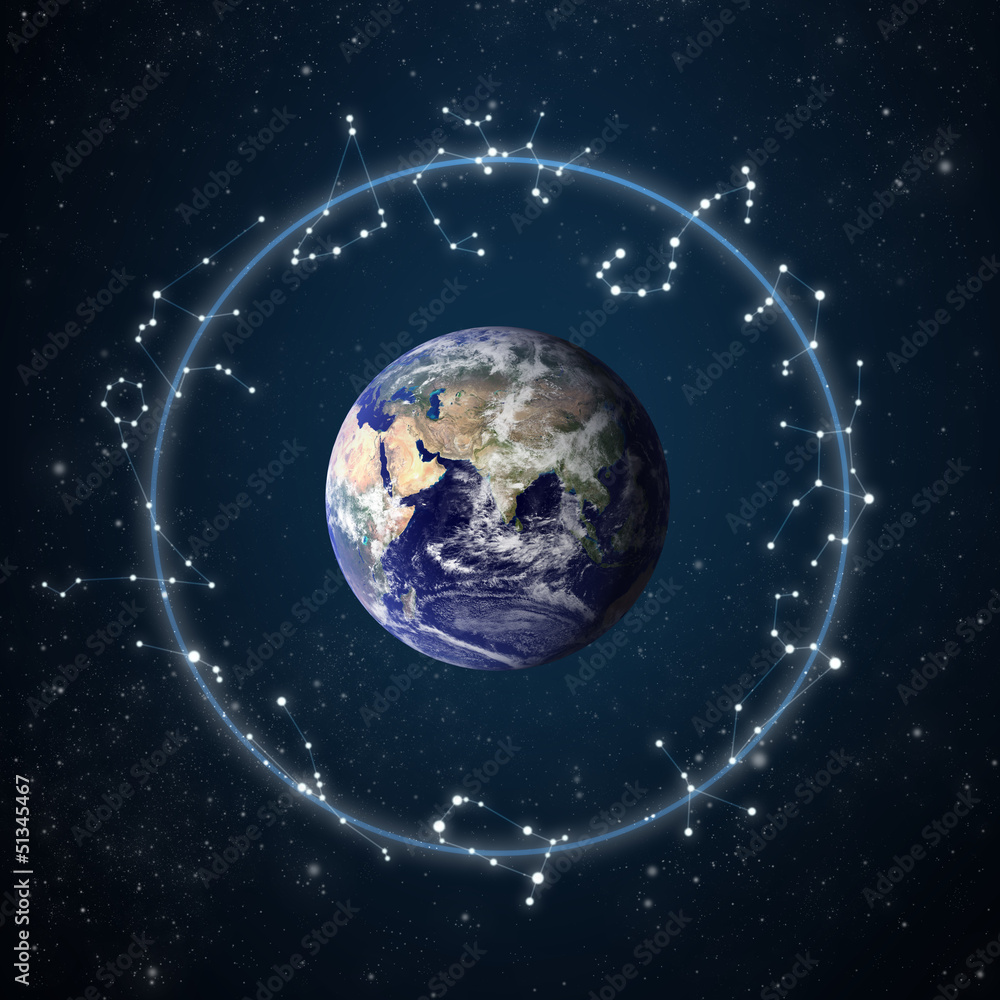 Obraz premium zodiac constellations with starry sky background