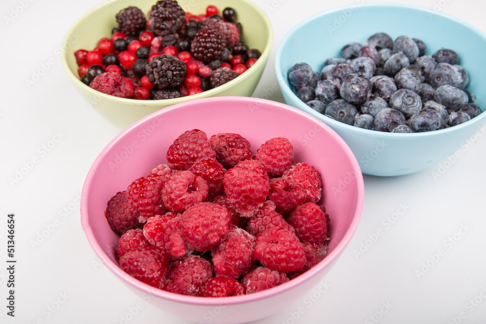 Fresh ripe berries: raspberry, blueberry and red currant Fresh ripe berries: raspberry, blueberry and red currant