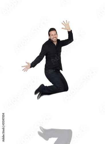 Young Man Jumping In Joy