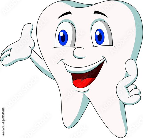 Cute tooth cartoon presenting