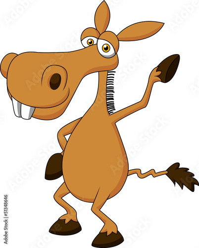 Cute donkey cartoon waving