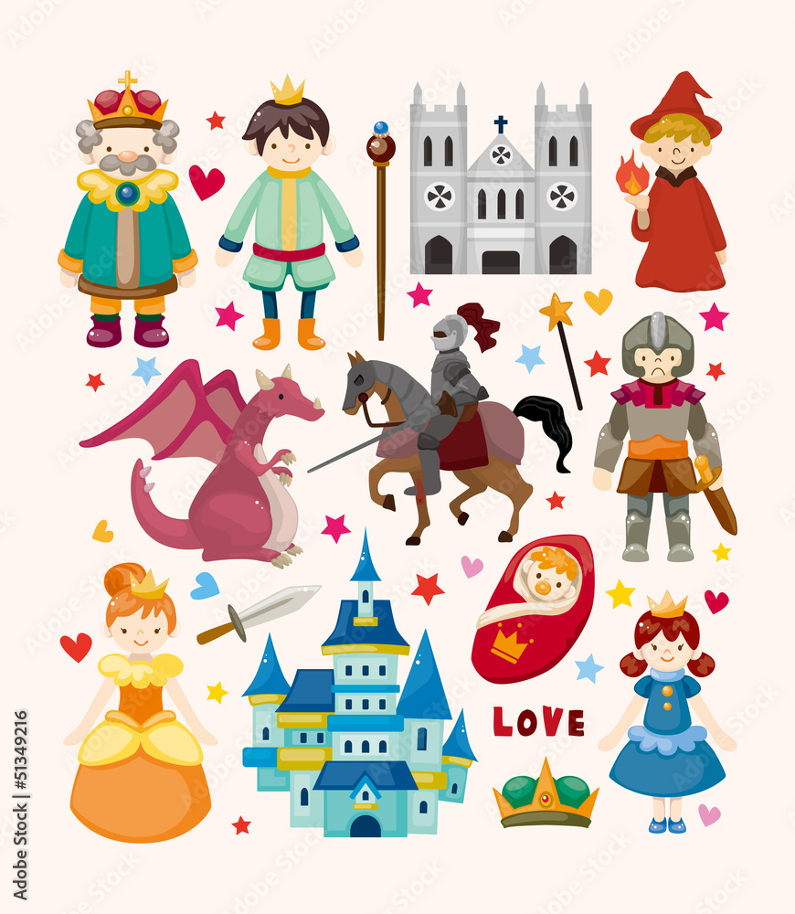 set of fairy tale element icons