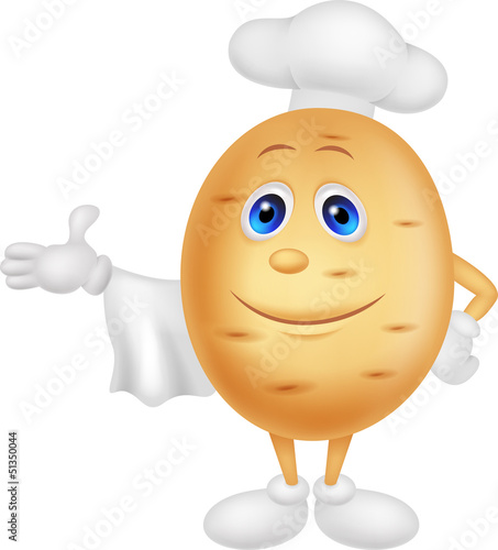 Cute potato chef cartoon character