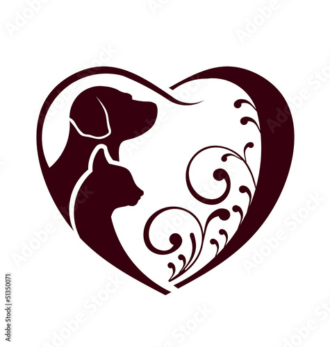 Cat dog love heart