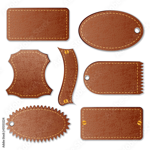 vector illustration of blank leather textured label