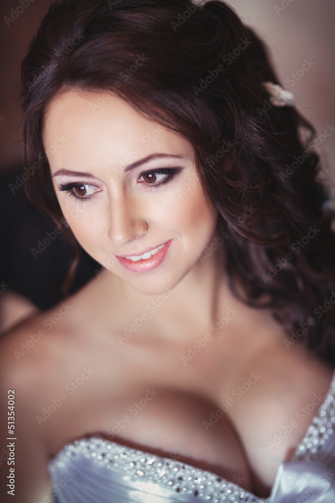 Beautiful bride in wedding day In bridal dress. newlywed woman