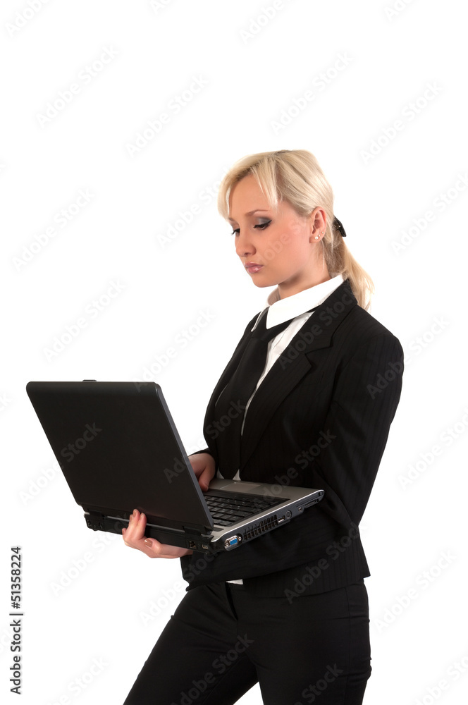 Female with notebook. Female with notebook.