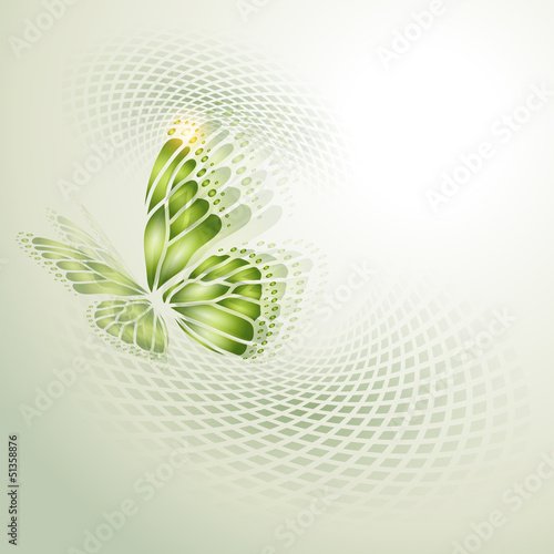 Abstract background with green butterfly