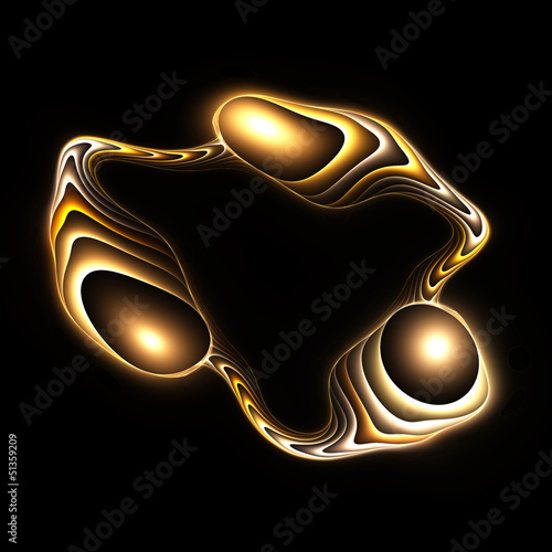 Abstract color image on a black background. Curves and ornaments
