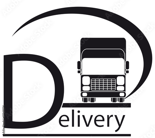 icon with delivery symbol - truck and place for text