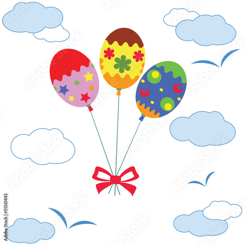 Balloons in the sky  Easter background