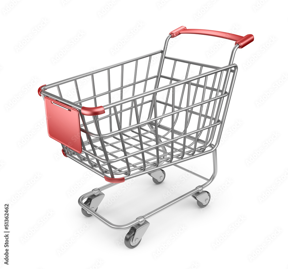 Market shopping cart 3D. Isolated on white background Market shopping cart 3D. Isolated on white background