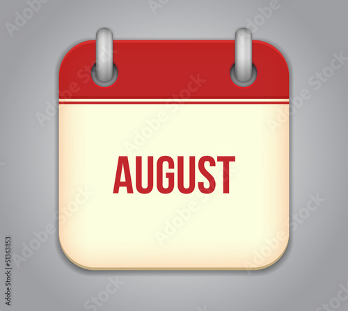 Vector calendar app icon. August