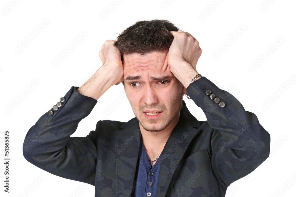 Upset Man Portrait Grabbing His Head Upset Man Portrait Grabbing His Head