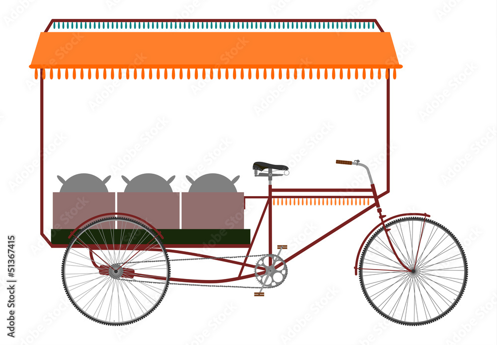 Indyjska riksza rowerowa do sprzedaży jedzenia. - obrazy, fototapety, plakaty 