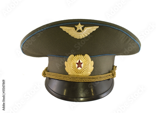 Officer's cap of Soviet pilot isolated on white