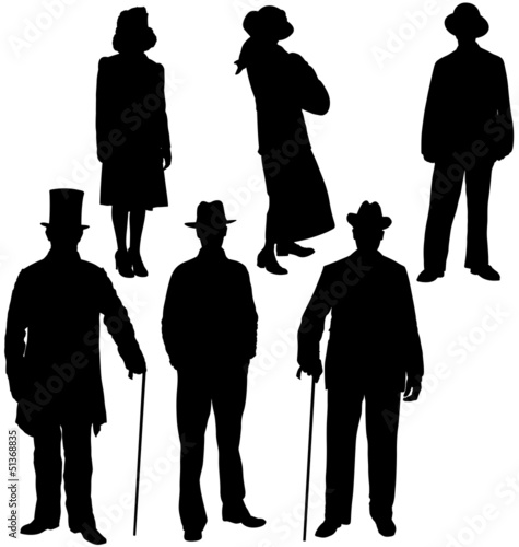 Gentleman and lady silhouettes. Layered and fully editable