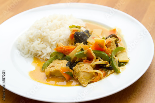 Chicken with vegetables and rice