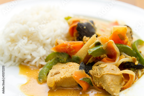 Chicken with vegetables and rice