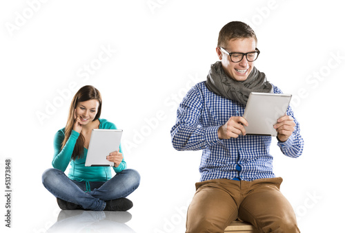 Man and woman with tablet