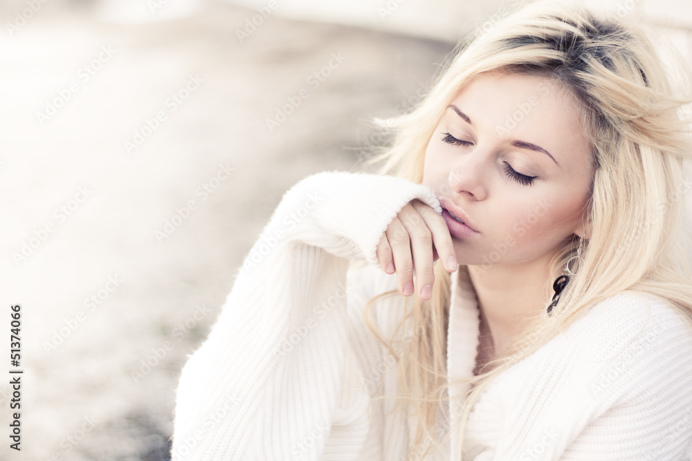 Professional portrait of a beautiful girl dreaming Professional portrait of a beautiful girl dreaming