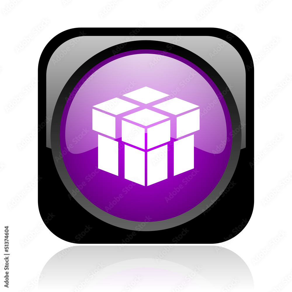 box black and violet square web glossy icon