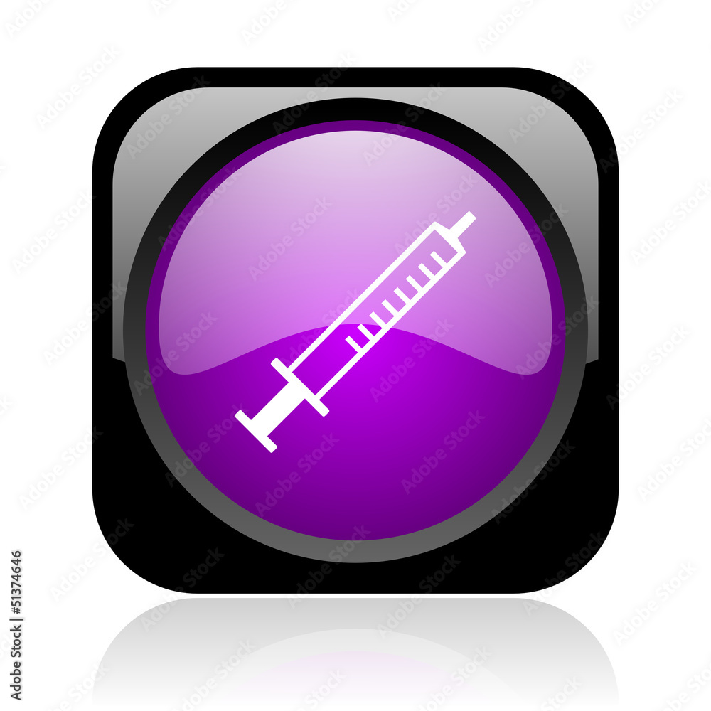 syringe black and violet square web glossy icon syringe black and violet square web glossy icon
