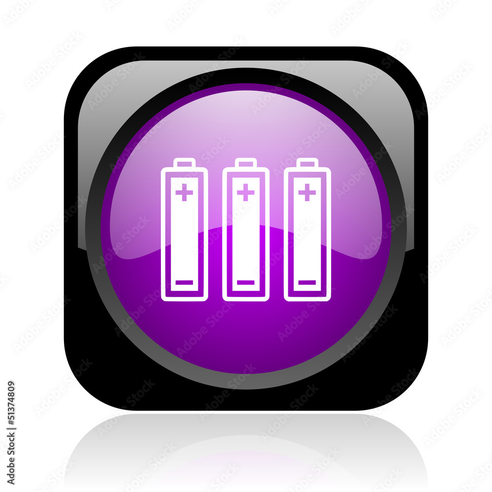 batteries black and violet square web glossy icon batteries black and violet square web glossy icon