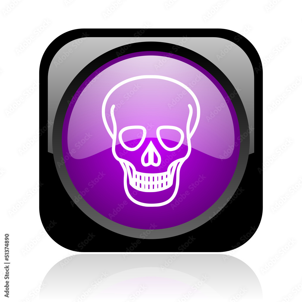 skull black and violet square web glossy icon skull black and violet square web glossy icon