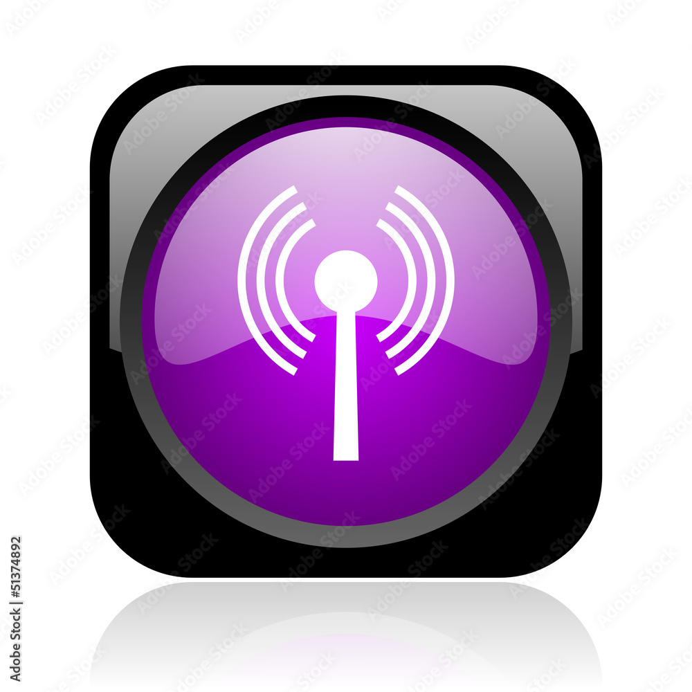 wifi black and violet square web glossy icon wifi black and violet square web glossy icon