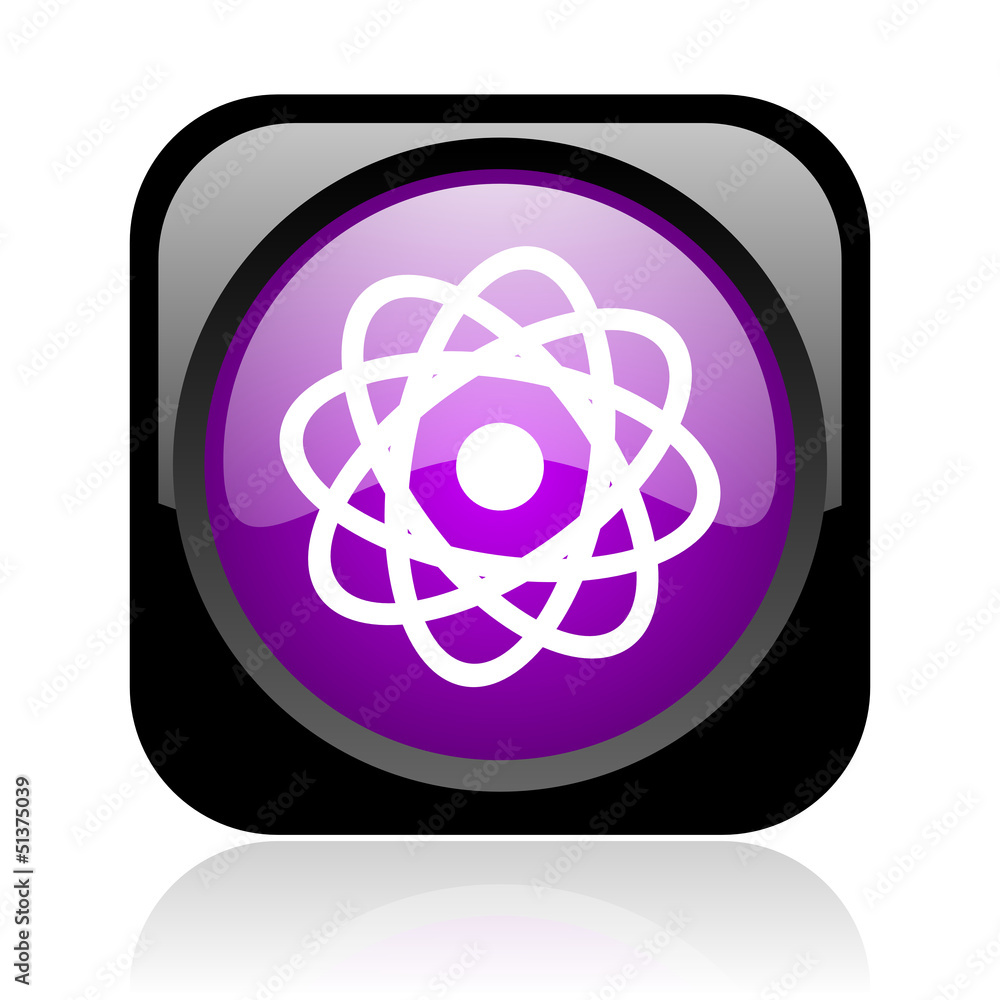 atom black and violet square web glossy icon atom black and violet square web glossy icon