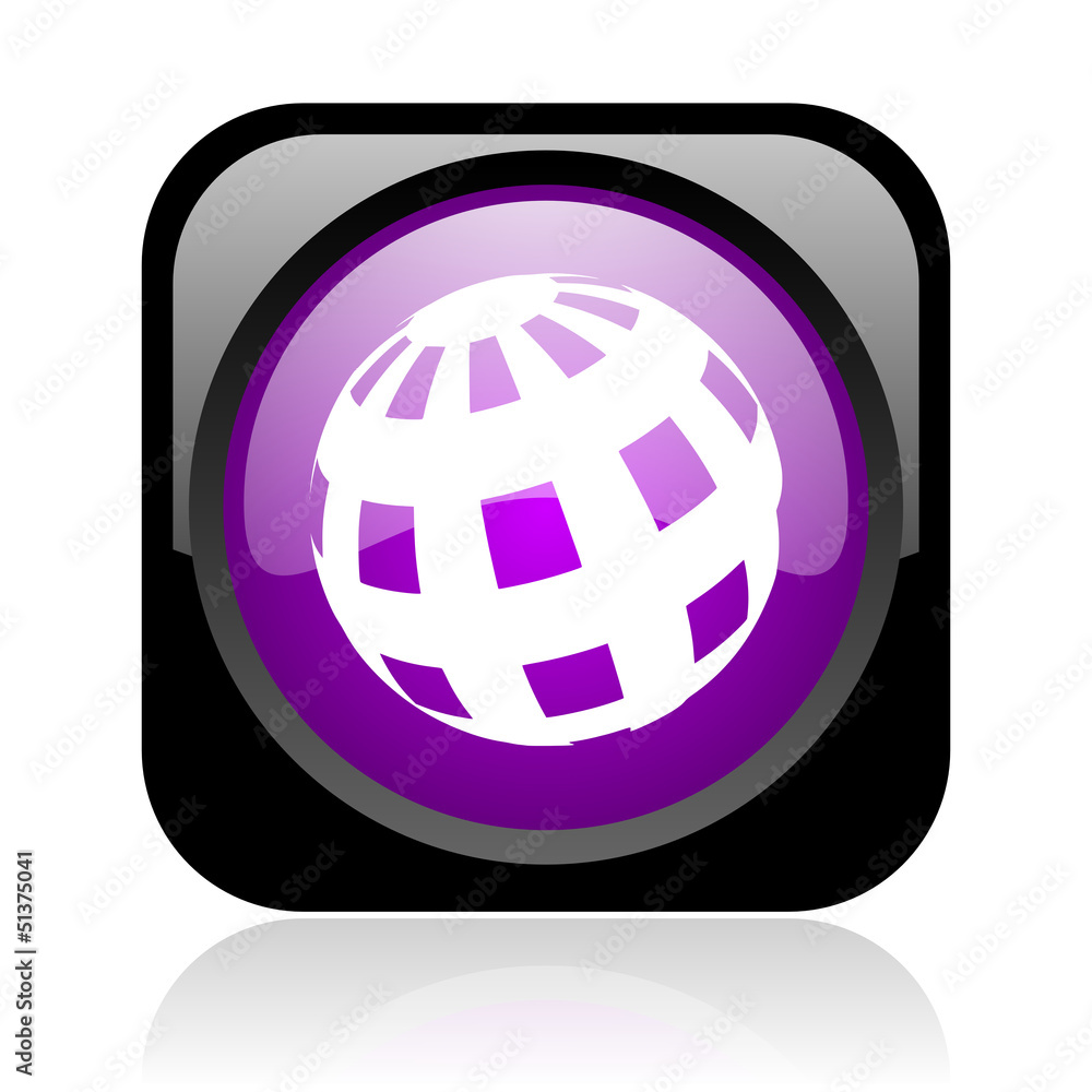 earth black and violet square web glossy icon